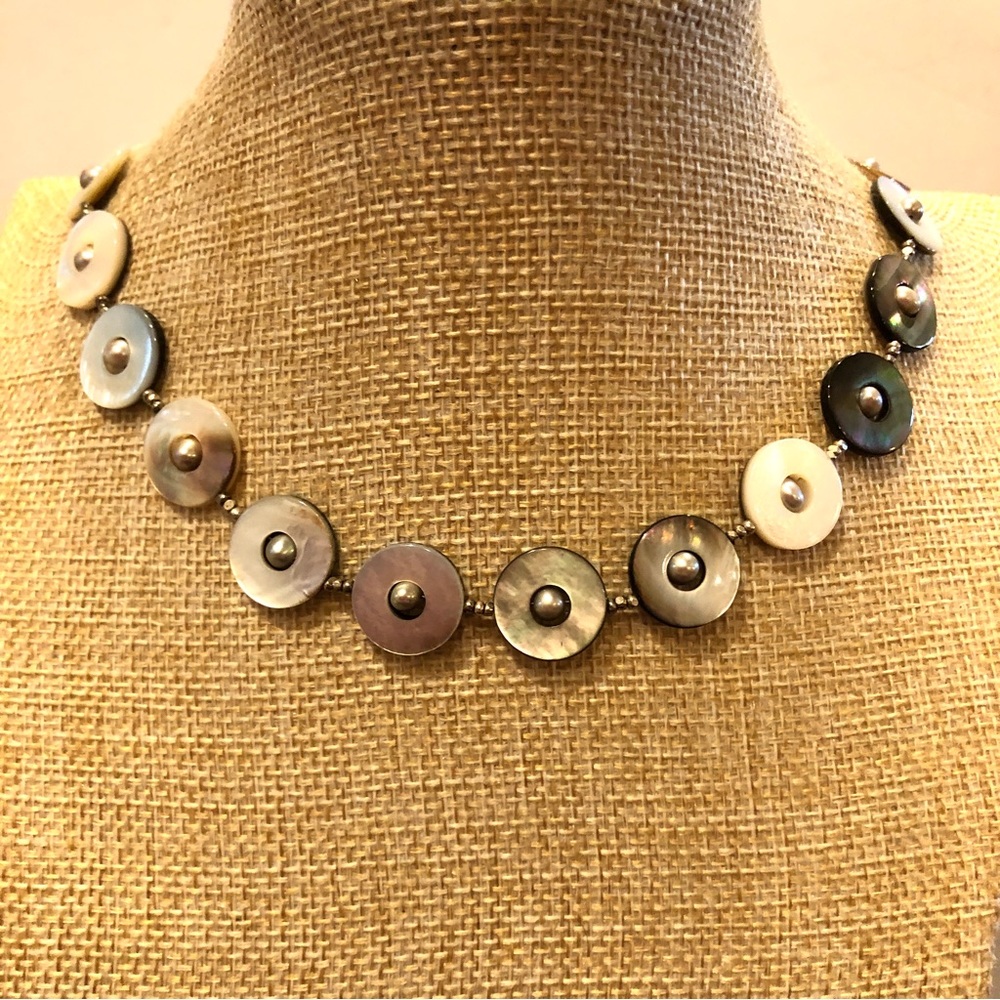 Abalone “Button” Necklace - Really Unique Shell N… - image 1